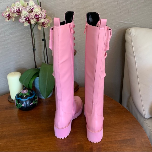 NIB Sugar Thrillz x Dolls Kill Pink Combat Boots - Picture 3 of 8